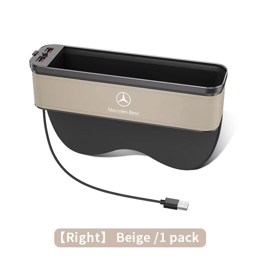 For  a B C E V R-Class A45 C43 CLA GLA GLB GLC SLK SL Car Seat Gap Organizer USB Charging Multifunction Storage Box